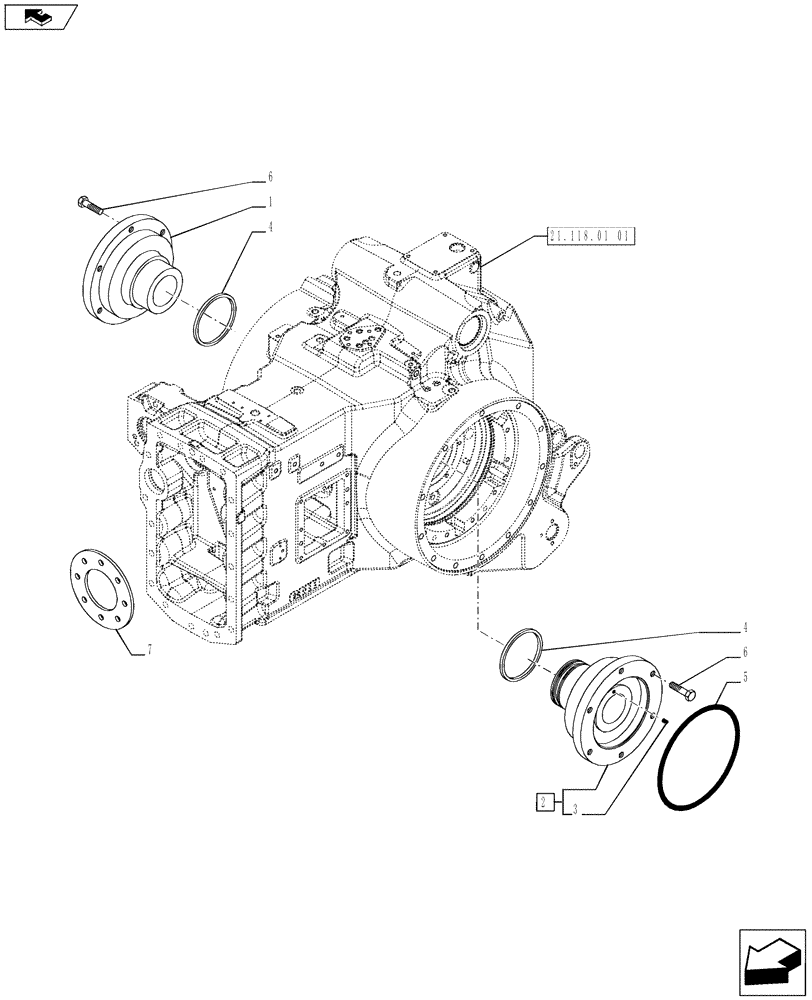 Схема запчастей Case IH PUMA 170 - (27.100.02) - TRANSMISSION, COVERS AND SUPPORTS (27) - REAR AXLE SYSTEM