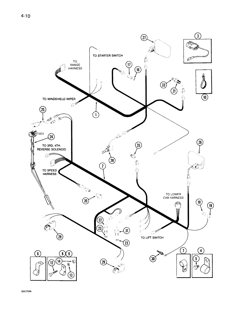 Схема запчастей Case IH 7150 - (4-010) - TRANSMISSION HARNESSES, PRIOR TO TRANSMISSION S/N AJB0001514 (04) - ELECTRICAL SYSTEMS