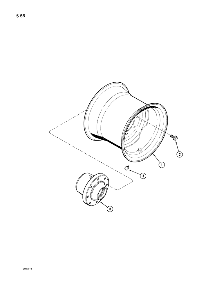 Схема запчастей Case IH 7140 - (5-056) - FRONT WHEEL, TWO WHEEL DRIVE (05) - STEERING