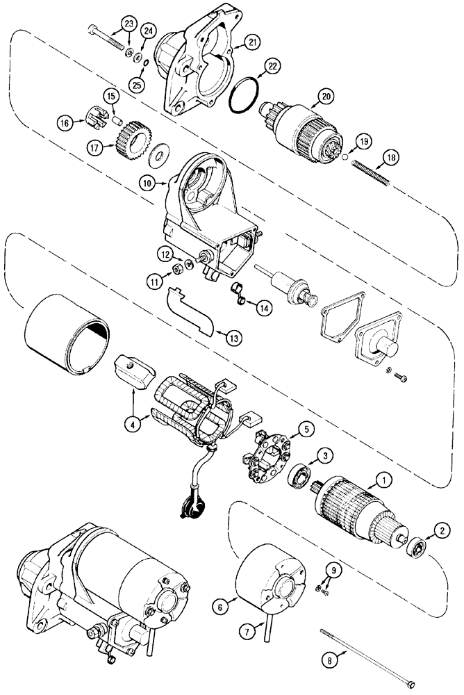 Схема запчастей Case IH MX170 - (04-13) - STARTER MOTOR (55) - ELECTRICAL SYSTEMS