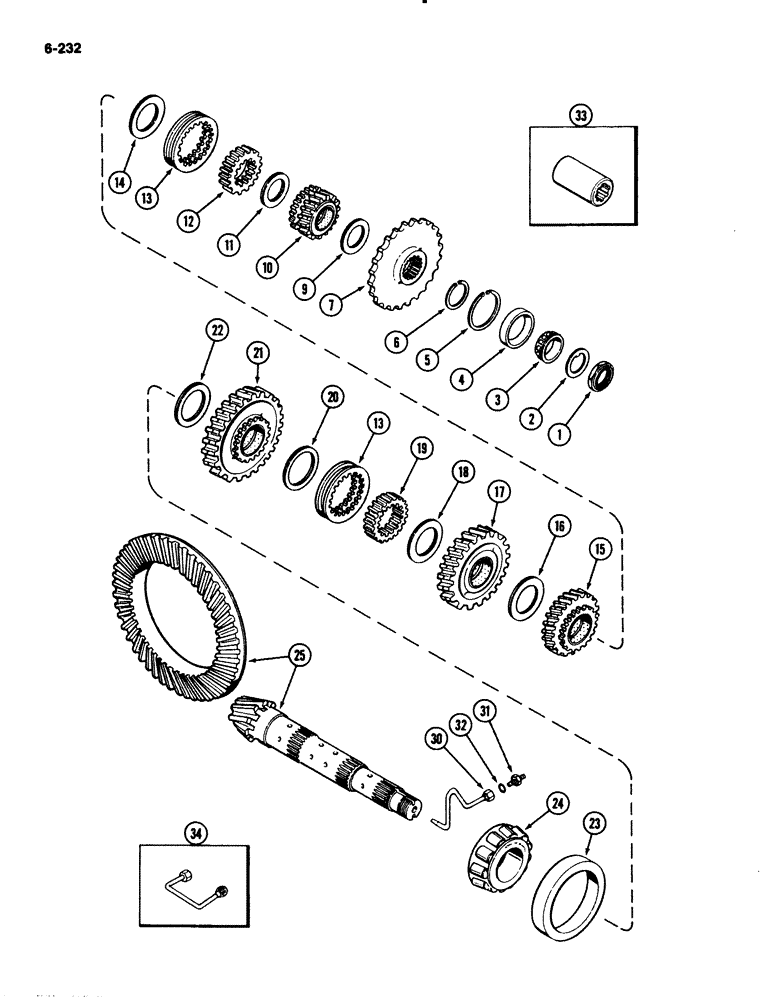 Схема запчастей Case IH 2294 - (6-232) - TRANSMISSION COUNTERSHAFT (06) - POWER TRAIN