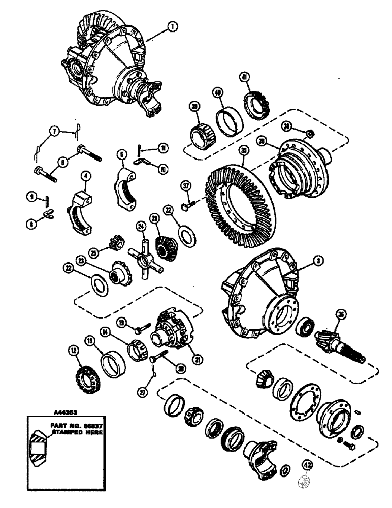 Схема запчастей Case IH 2470 - (144) - REAR AXLE DIFFERENTIAL CARRIER ASSEMBLY, TORQUE PROPORTIONAL TYPE (06) - POWER TRAIN