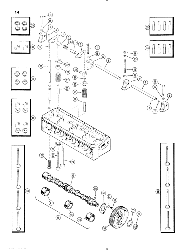 Схема запчастей Case IH 470 - (014) - VALVE MECHANISM AND CAMSHAFT, 470 (148B) SPARK IGNITION ENGING (02) - ENGINE