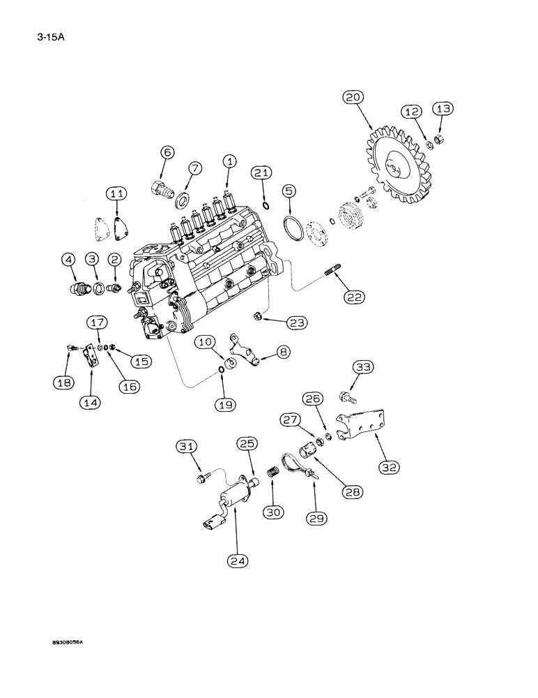 Схема запчастей Case IH 7130 - (3-015A) - FUEL INJECTION PUMP AND DRIVE, 6T-830 ENGINE, ENGINE S/N 44827491 AND AFTER (03) - FUEL SYSTEM