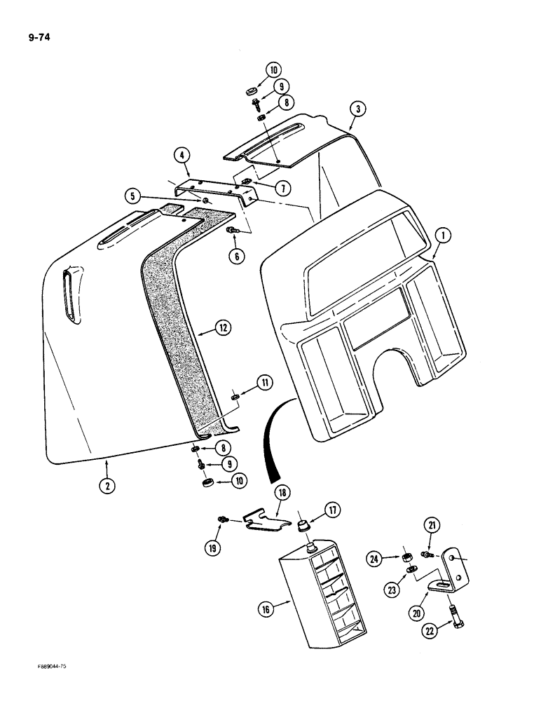 Схема запчастей Case IH 9180 - (9-074) - INSTRUMENT PANEL CAB (09) - CHASSIS/ATTACHMENTS