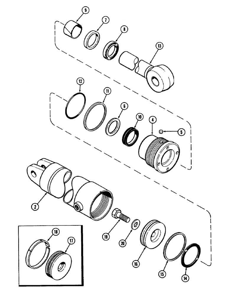 Схема запчастей Case IH 4890 - (8-334) - HITCH LIFT CYLINDER ASSEMBLY, 4" (101.6 MM) BORE X 9-27/32" (250.8 MM) STROKE, PRIOR TO PIN 8860450 (08) - HYDRAULICS