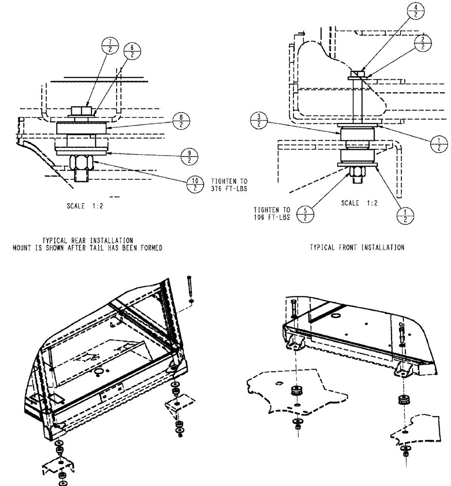 Схема запчастей Case IH 3210 - (02-002) - CAB MOUNTING GROUP Cab Exterior