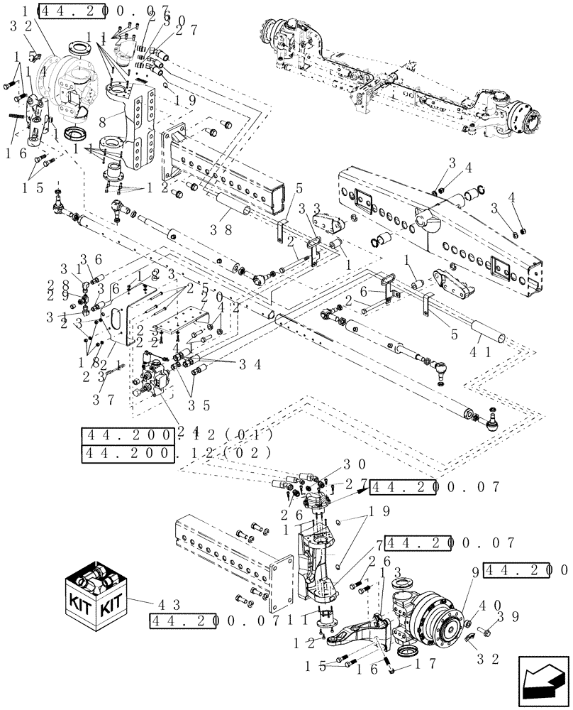 Схема запчастей Case IH 8010 - (44.200.12[01]) - POWERED REAR AXLE (44) - WHEELS