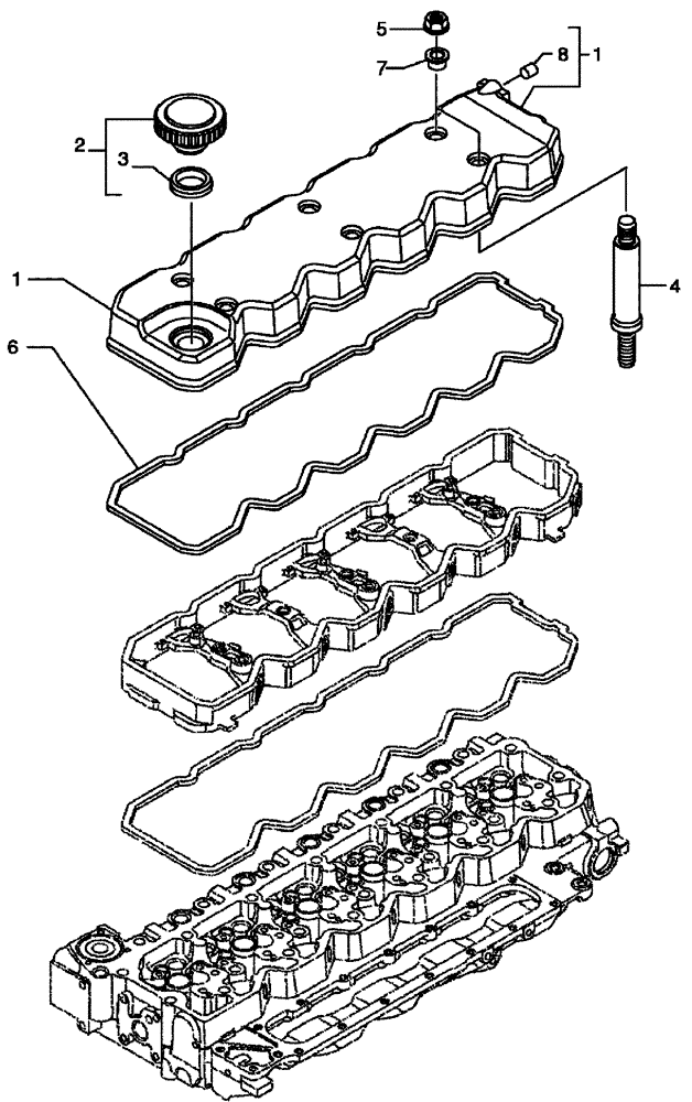 Схема запчастей Case IH SPX3320 - (03-023) - CYLINDER HEAD - COVERS (01) - ENGINE