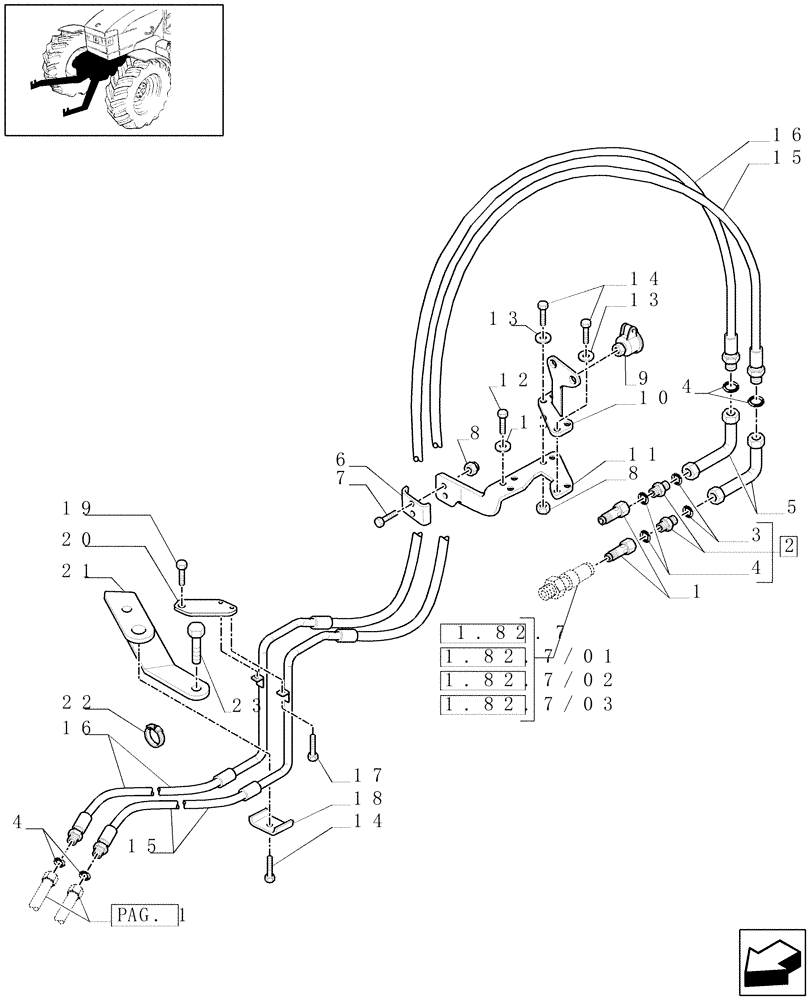 Схема запчастей Case IH MAXXUM 100 - (1.81.9/08[02]) - 4 HYDRAULIC FRONT COUPLERS FOR INTEGRATED FRONT HPL (VAR.331172) (07) - HYDRAULIC SYSTEM