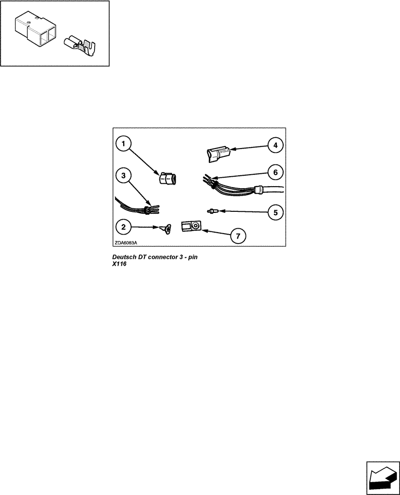 Схема запчастей Case IH LBX431R - (06.57[01]) - CONNECTORS, 3 PIN: X116 (06) - ELECTRICAL SYSTEMS