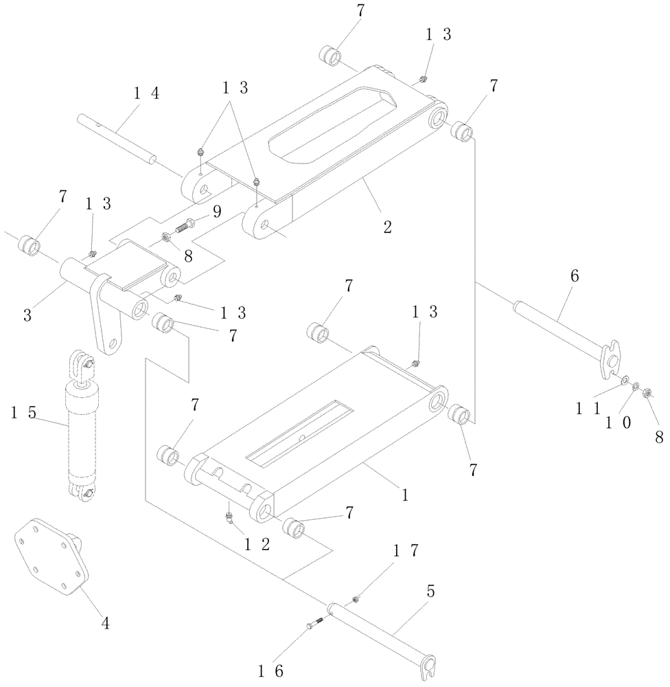 Схема запчастей Case IH A7000 - (A03.04[01]) - Cropdivider Lift Arms {Tilt Option} (13) - FEEDER