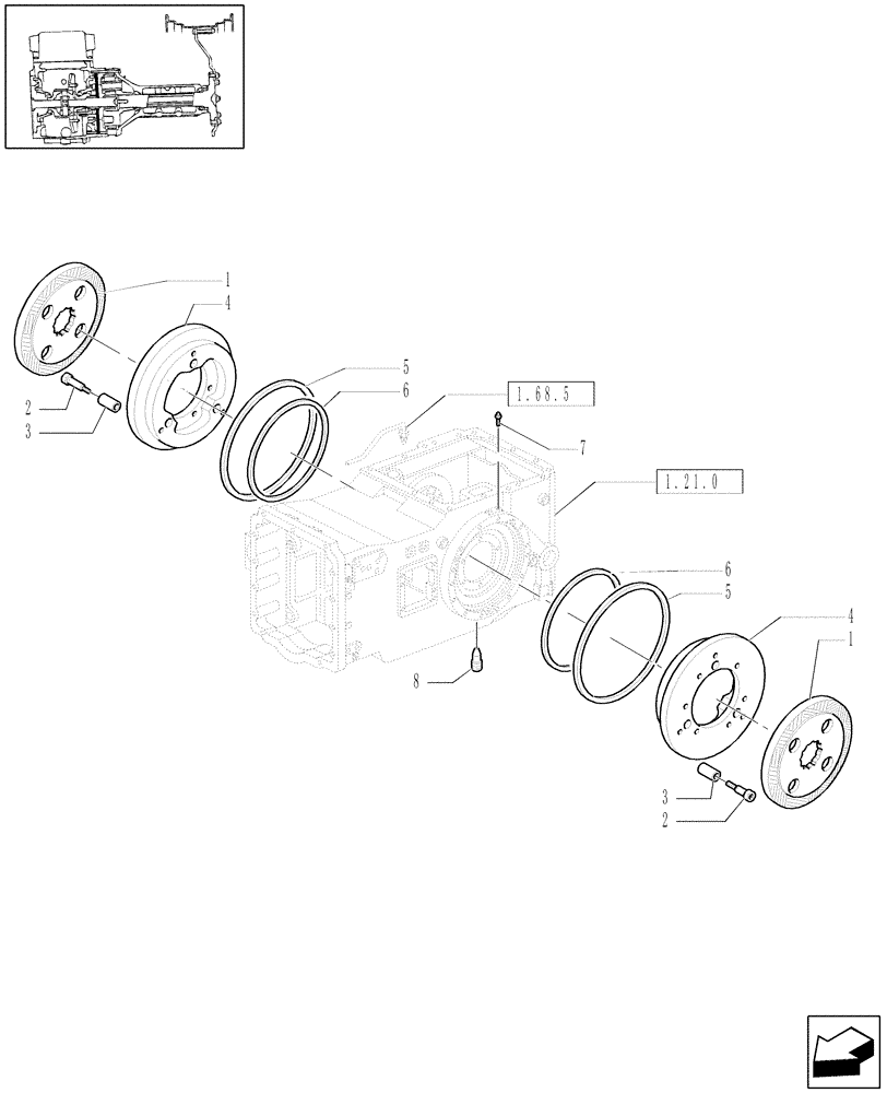 Схема запчастей Case IH MAXXUM 100 - (1.65.3/01) - HEAVY DUTY REAR FINAL DRIVES - BRAKES (VAR.330336) (05) - REAR AXLE