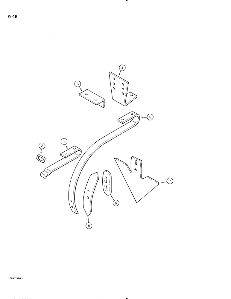 Схема запчастей Case IH 370 - (9-46) - CENTER SHANK ATTACHMENT STANDARD BOLT RETAINED SUPPORT BRACKET (09) - CHASSIS/ATTACHMENTS