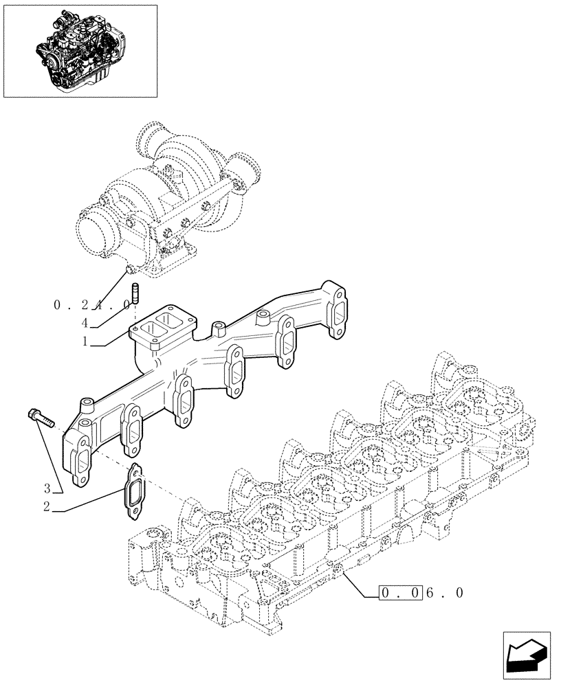 Схема запчастей Case IH F4GE0684G D600 - (0.07.7[01]) - EXHAUST MANIFOLD (504067528) 