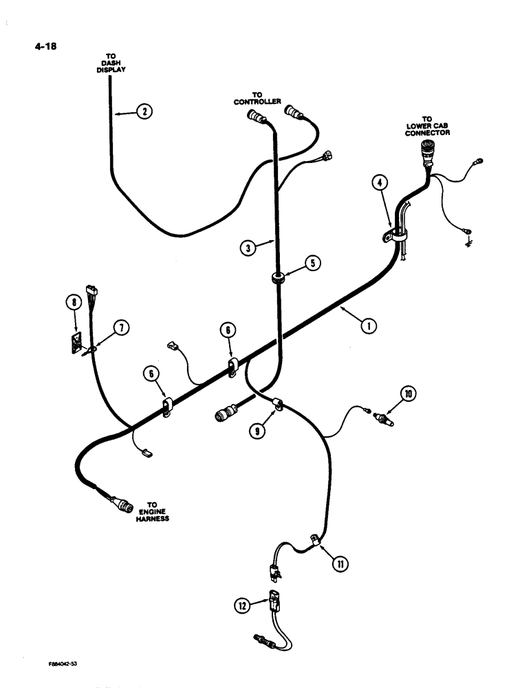 Схема запчастей Case IH 9170 - (4-18) - TRANSMISSION HARNESS (04) - ELECTRICAL SYSTEMS