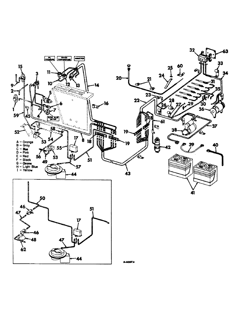 Схема запчастей Case IH 403 - (250) - ELECTRICAL SYSTEM, WIRING DIAGRAM, COMBINE S/N 940 AND BELOW, D-301 ENGINE (55) - ELECTRICAL SYSTEMS