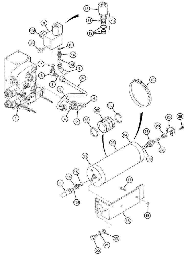 Схема запчастей Case IH 2388 - (08-35) - ACCUMULATOR - MOUNTING AND SYSTEM BSN JJC0267149 (07) - HYDRAULICS