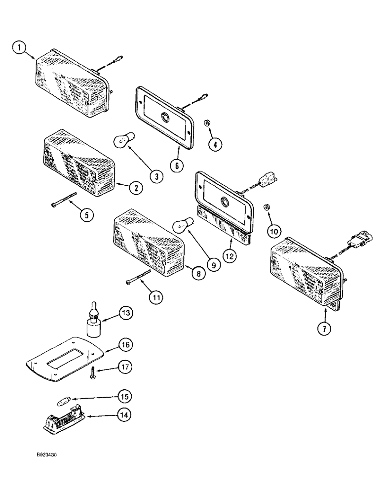 Схема запчастей Case IH 1688 - (4-30) - WARNING LAMP FRONT AND REAR, STOP AND TAIL LAMP, DOME LAMP (06) - ELECTRICAL