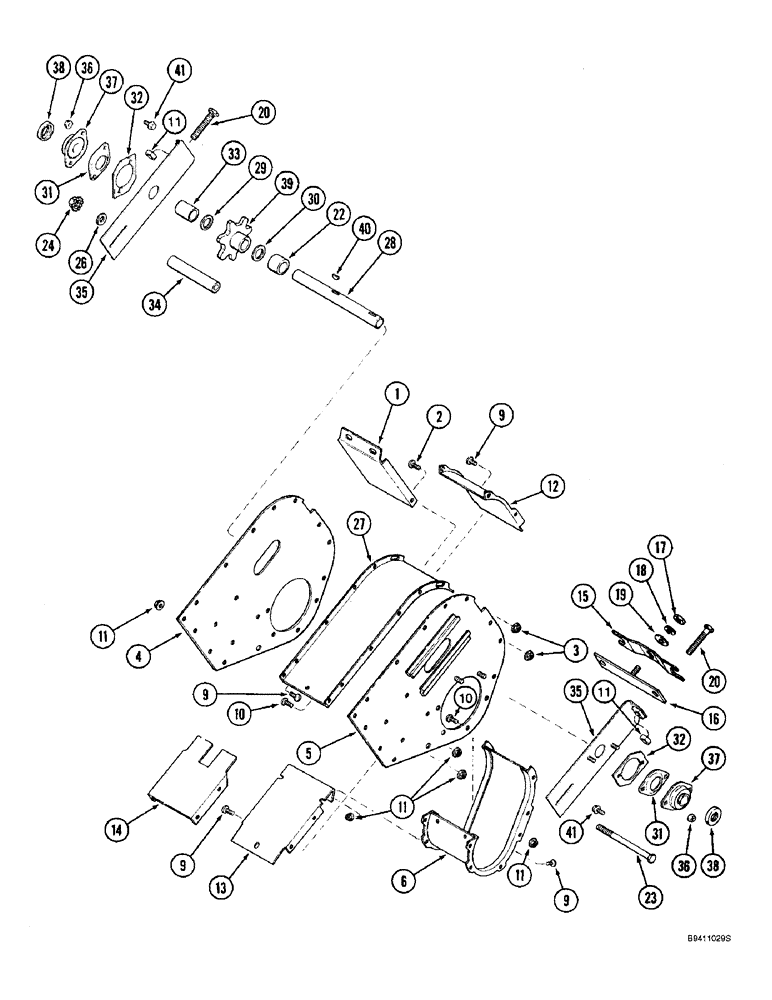 Схема запчастей Case IH 2144 - (9D-28) - TAILINGS ELEVATOR, HEAD (16) - GRAIN ELEVATORS & AUGERS