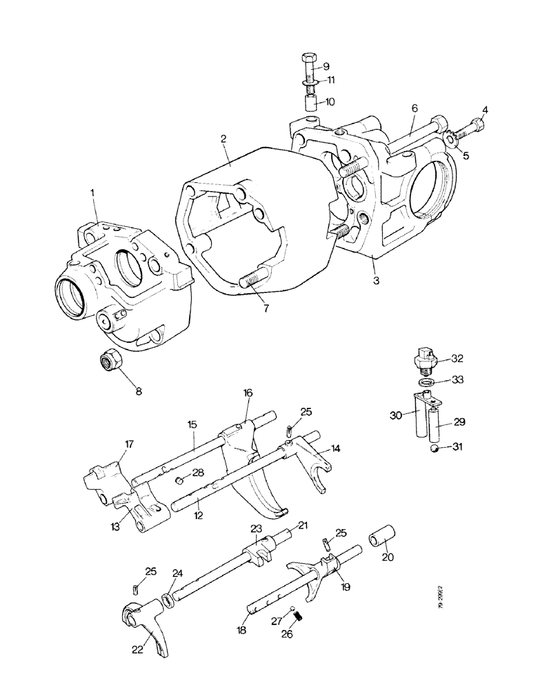 Схема запчастей Case IH 1490 - (D01-1) - GEARBOX CASE AND SELECTOR MECHANISM, SYNCHROMESH (03) - POWER TRAIN