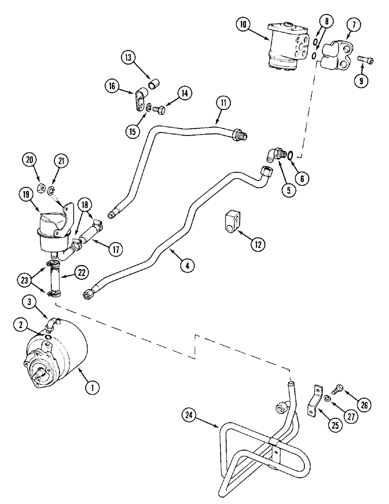 Схема запчастей Case IH 1394 - (5-122) - STEERING PUMP AND TUBES, TRACTORS WITH CAB (05) - STEERING