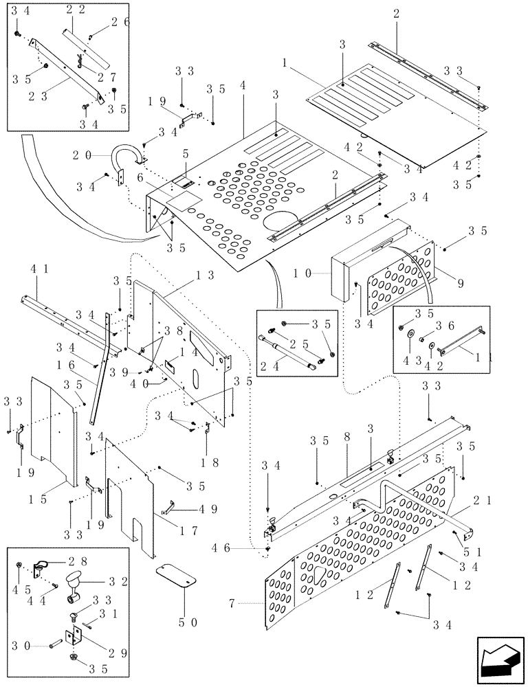 Схема запчастей Case IH 2588 - (90.102.01) - ENGINE SHIELDS AND SERVICE DECK (90) - PLATFORM, CAB, BODYWORK AND DECALS