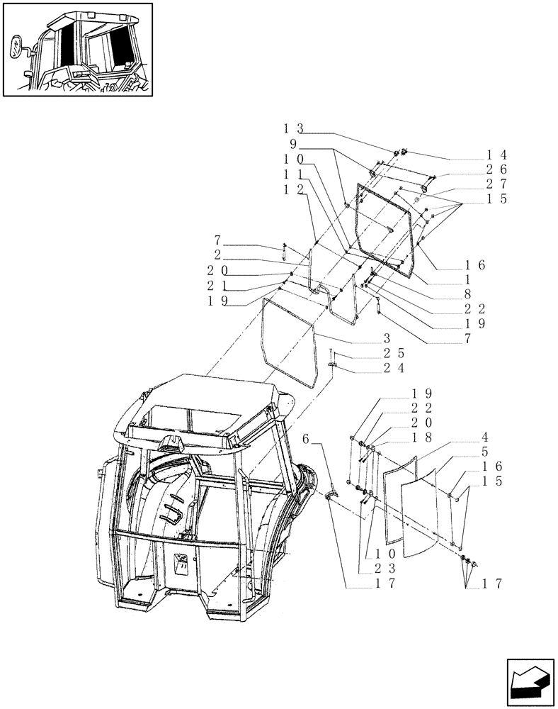 Схема запчастей Case IH JX95 - (1.92.0[59]) - REAR WINDOWS (10) - OPERATORS PLATFORM/CAB