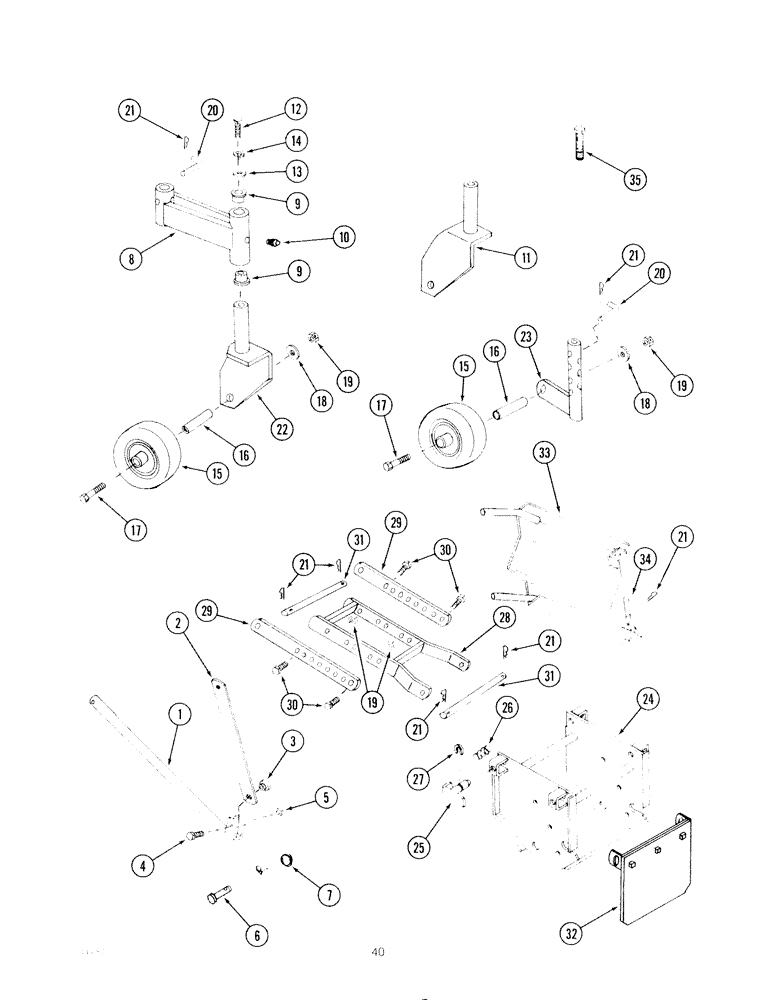 Схема запчастей Case IH 72MS - (40) - MOUNTING BRACKETS AND WHEELS, 245 AND 255 TRACTORS 