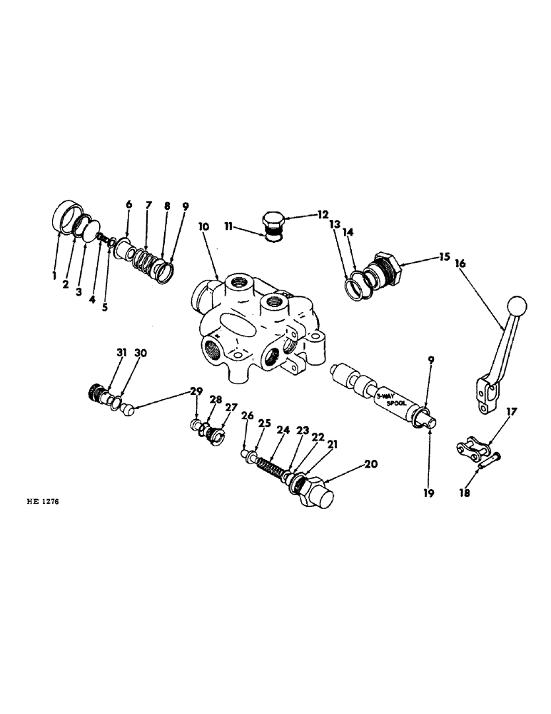 Схема запчастей Case IH 1501 - (A-32) - HYDRAULIC CONTROL VALVE, SINGLE SPOOL, MODEL 424 1966 TO 1972, MODEL 444 USA 1967 TO 1972 