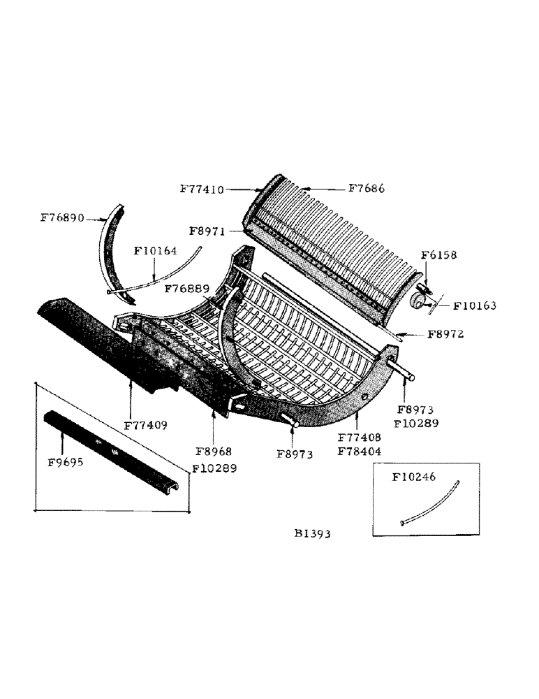 Схема запчастей Case IH 800 - (061) - CONCAVES, TINES AND REMOVABLE FEED PLATE, RUB BAR CYLINDER (66) - THRESHING