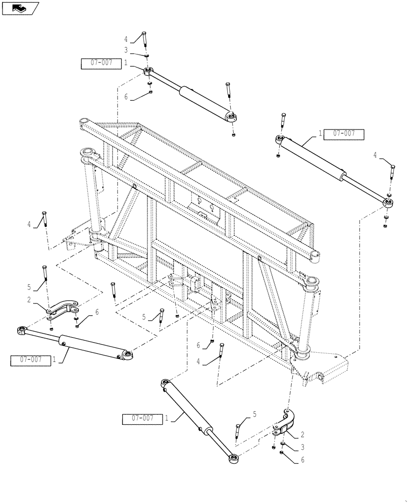 Схема запчастей Case IH 4420 - (08-002[02]) - LOWER PIVOT GROUP, CENTER SECTION, 120 BOOM (09) - BOOMS