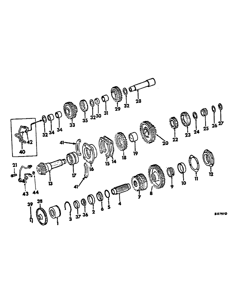 Схема запчастей Case IH 766 - (07-29) - DRIVE TRAIN, RANGE TRANSMISSION IN REAR FRAME, 766 AND 966 GEAR DRIVE TRACTORS (04) - Drive Train