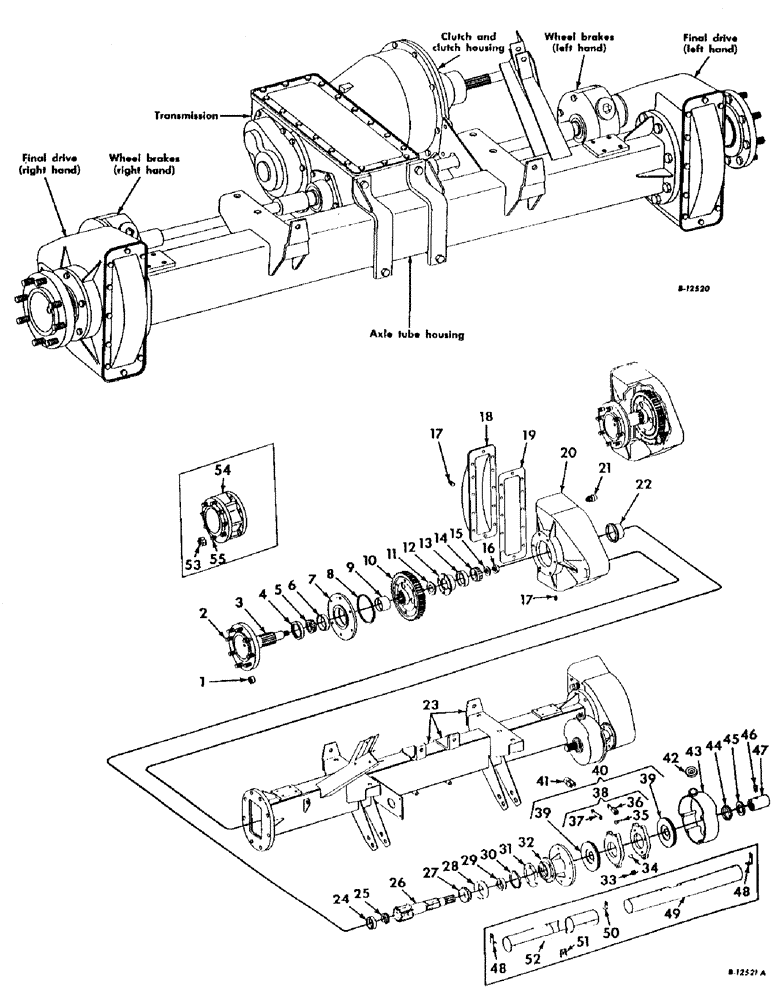 Схема запчастей Case IH 403 - (037) - AXLE TUBE, FINAL DRIVE AND WHEEL BRAKES, AXLE, OVER ALL VIEW (25) - FRONT AXLE SYSTEM