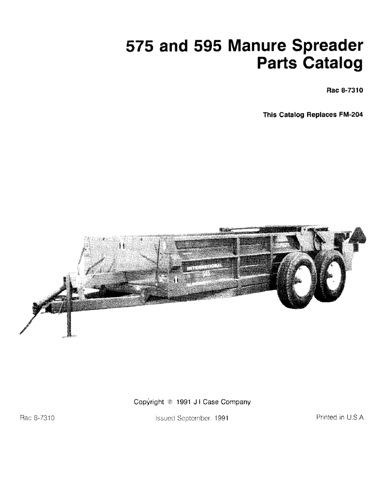 Схема запчастей Case IH 575 - (1-01) - 575 AND 595 MANURE SPREADER PARTS CATALOG (00) - PICTORIAL INDEX