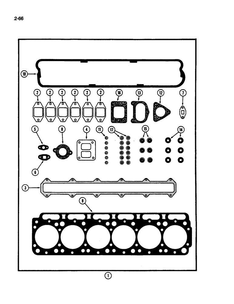 Схема запчастей Case IH 1822 - (2-66) - GASKET KITS, D466 AND < 1DT466C DIESEL ENGINE (01) - ENGINE