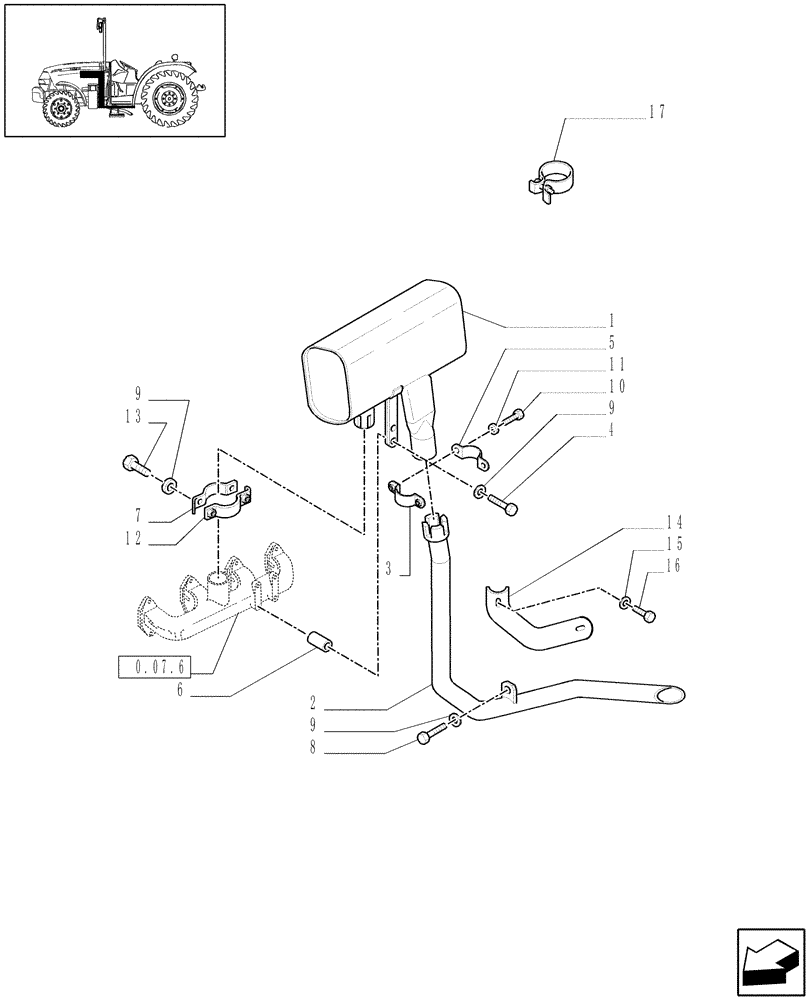 Схема запчастей Case IH JX1070N - (1.15.0[01]) - MUFFLER (02) - ENGINE EQUIPMENT