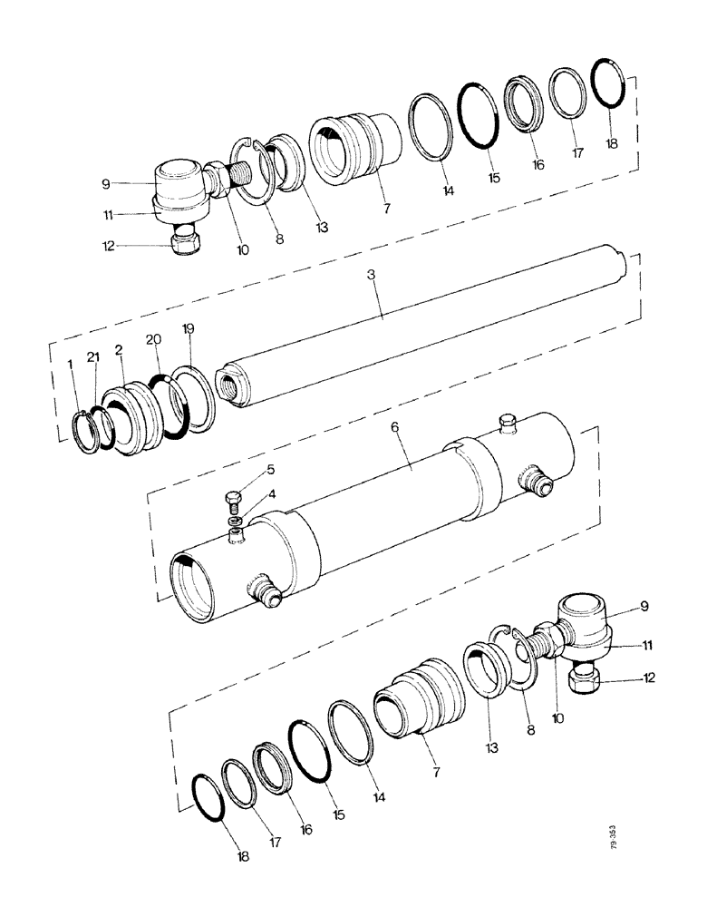 Схема запчастей Case IH 1490 - (H11-1) - STEERING CYLINDER - DAVID BROWN AXLE, MFD MODEL (13) - STEERING SYSTEM