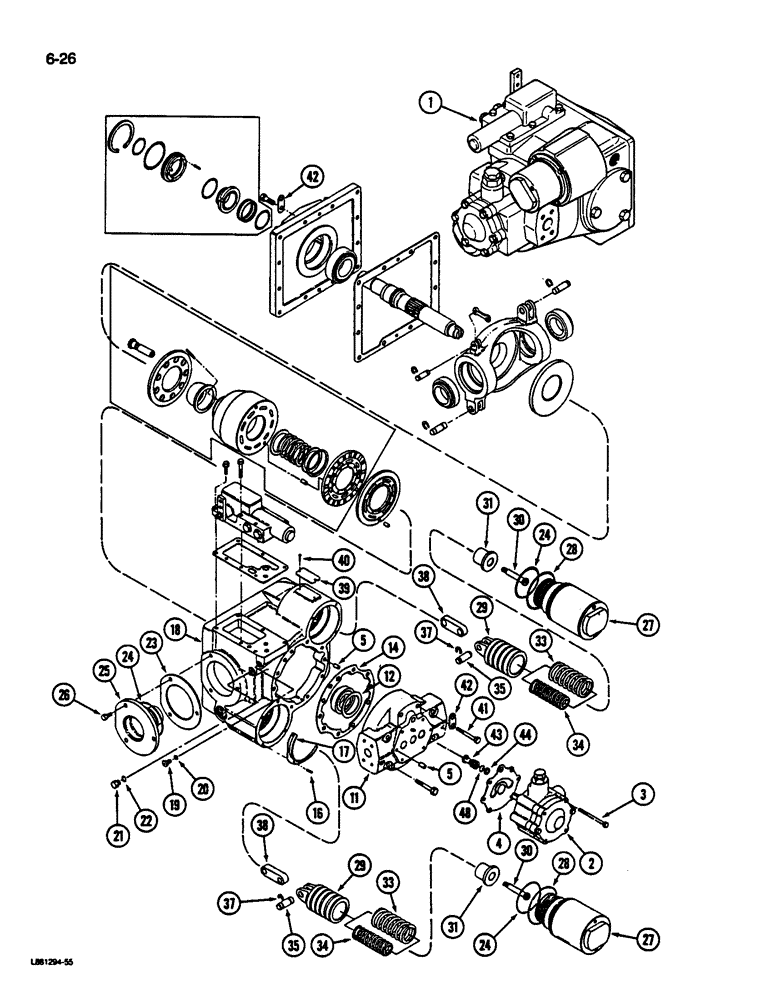 Схема запчастей Case IH 1844 - (6-26) - HYDROSTATIC PUMP, 1844 COTTON PICKER (03) - POWER TRAIN