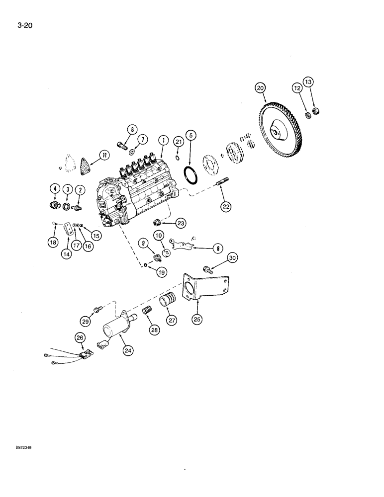 Схема запчастей Case IH 9230 - (3-020) - FUEL INJECTION PUMP AND DRIVE, 6T-830 ENGINE (03) - FUEL SYSTEM