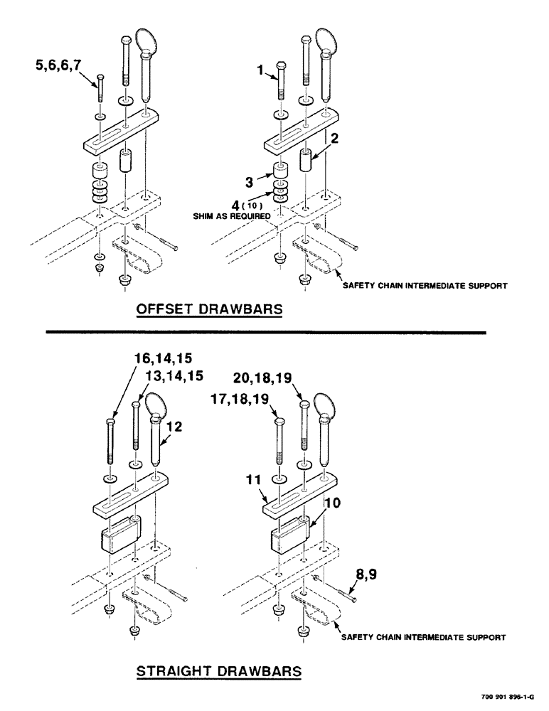 Схема запчастей Case IH 8610 - (9-28) - CLEVIS DRAWBAR KIT, HK50515 CLEVIS DRAWBAR KIT COMPLETE, TO BE ORDERED THRU WHOLEGOODS ONLY (88) - ACCESSORIES