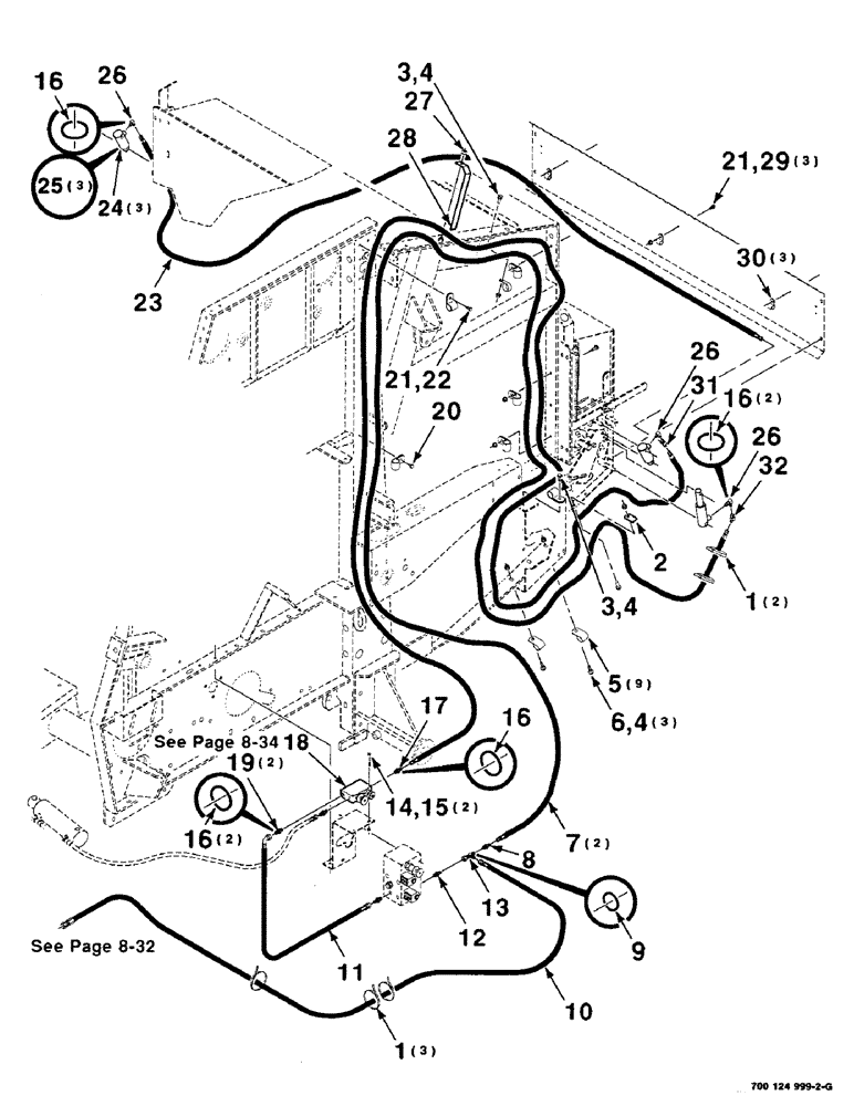 Схема запчастей Case IH 8455T - (8-30) - MESH WRAP, HYDRAULICS ASSEMBLY, SERIAL NUMBER CFH0084546 AND LATER (07) - HYDRAULICS