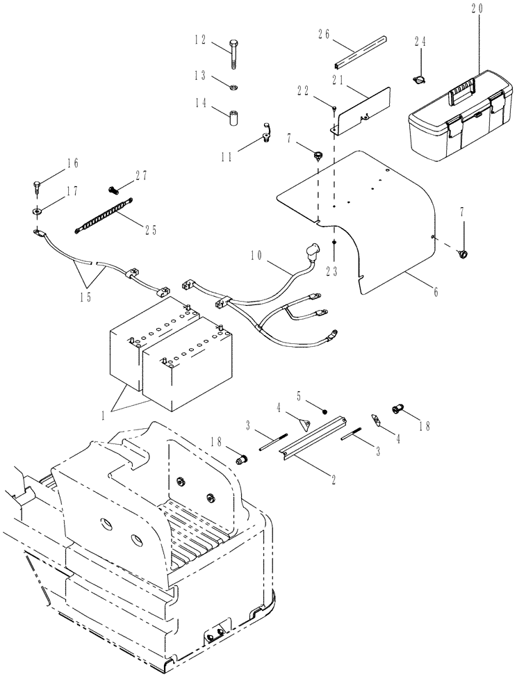 Схема запчастей Case IH MX215 - (04-26) - BATTERY, BATTERY BOX AND CABLES (04) - ELECTRICAL SYSTEMS