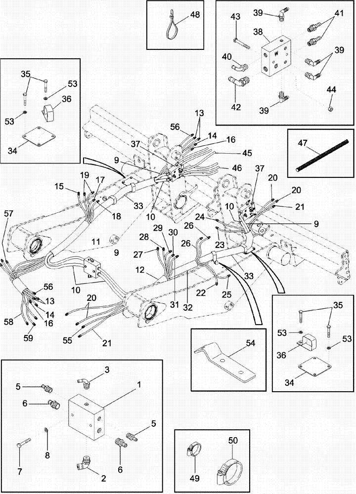 Схема запчастей Case IH 620 - (09A-41) - LUBRICATION AND WATER SYSTEMS - MANIFOLDS AND HOSE BUNDLES (13) - PICKING SYSTEM