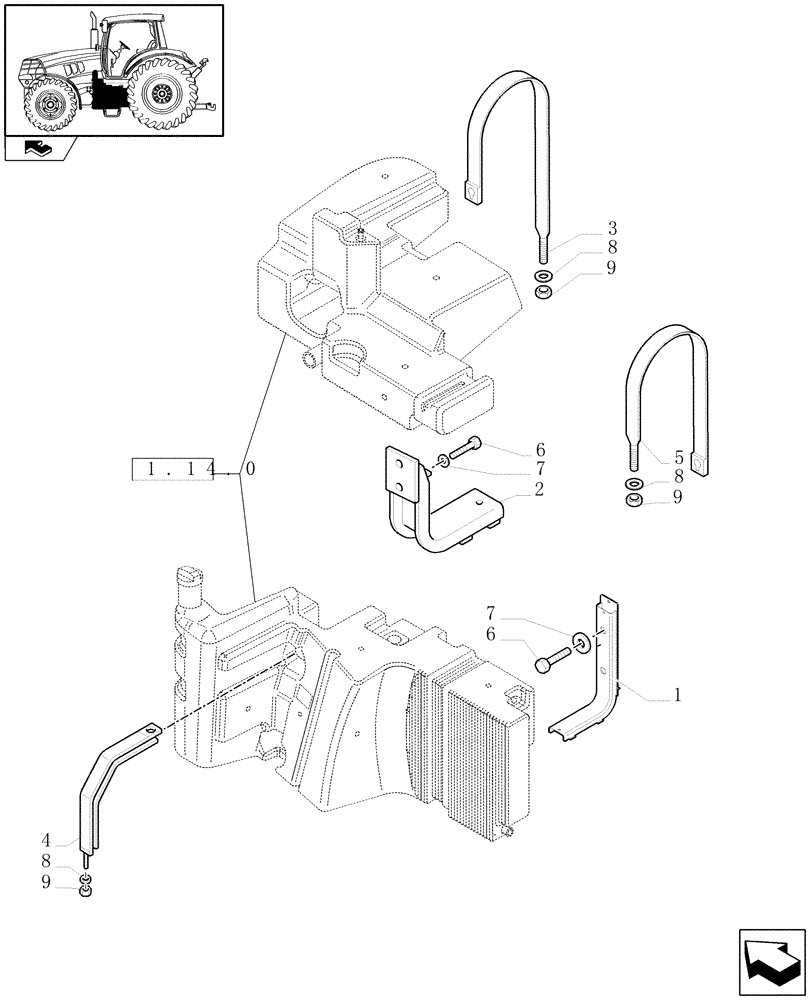 Схема запчастей Case IH PUMA 225 - (1.14.7[01]) - MAIN FUEL TANK SUPPORT - C6687 (02) - ENGINE EQUIPMENT