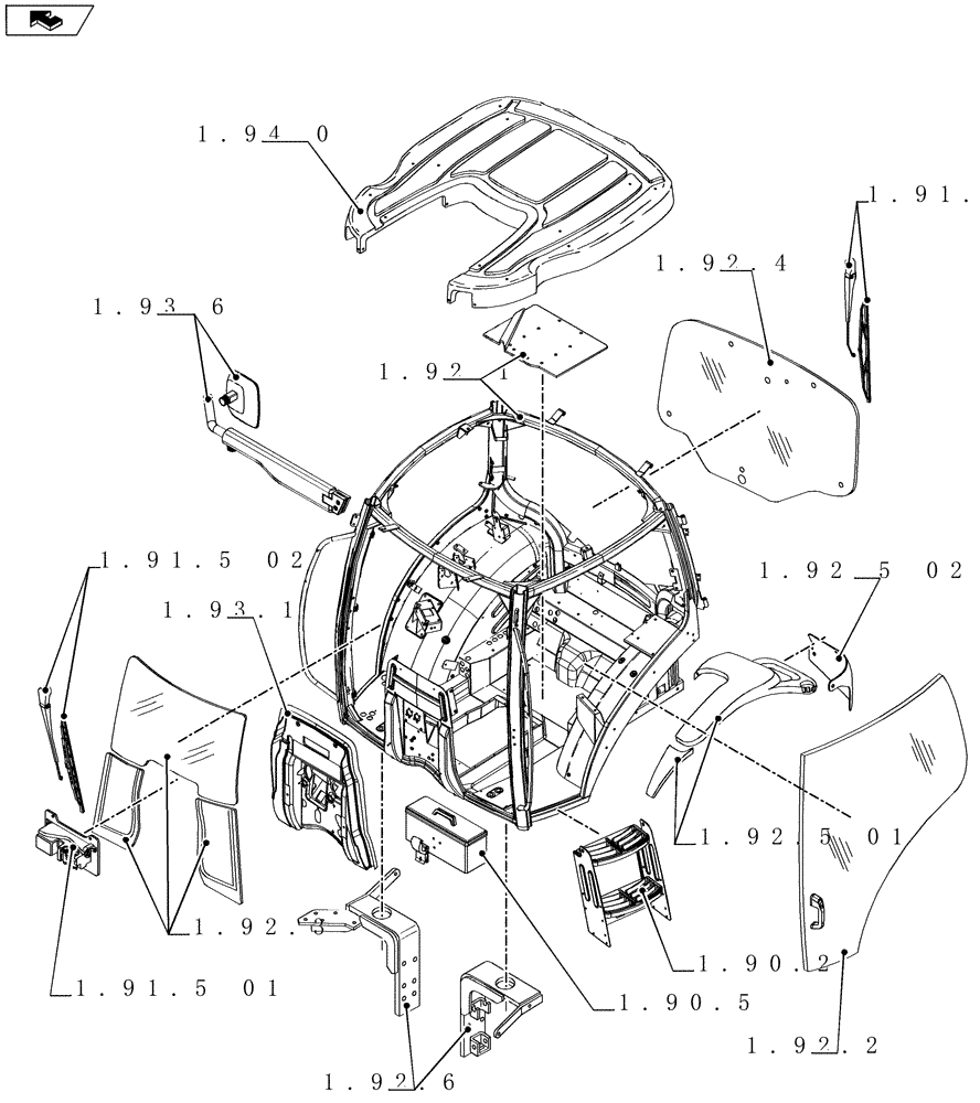 Схема запчастей Case IH MAXXUM 140 - (SEC. 10[01]) - OPERATORS PLATFORM / CAB (00) - GENERAL