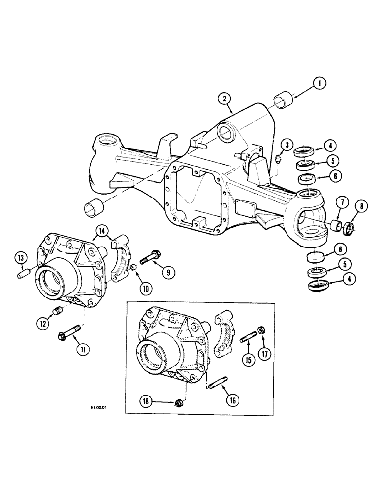 Схема запчастей Case IH 2130 - (6-074) - AXLE HOUSING - MFD, NARROW VERSION ONLY (06) - POWER TRAIN