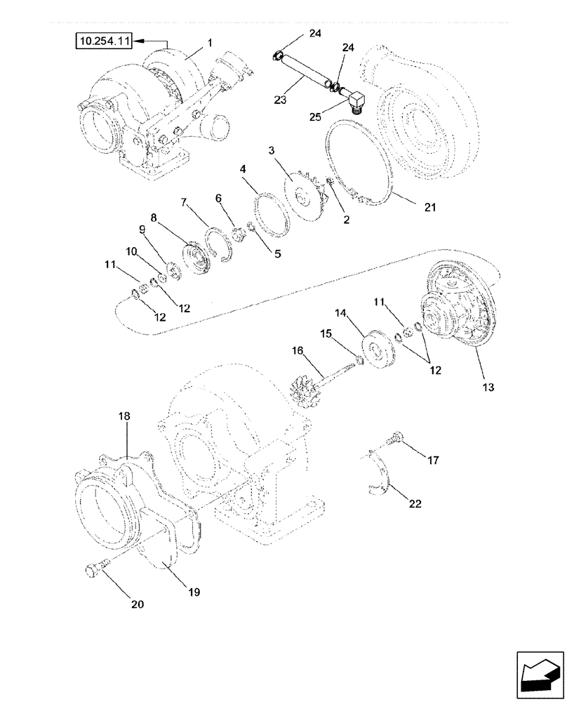 Схема запчастей Case IH 2577 - (10.250.07) - TURBOCHARGER ASSY (10) - ENGINE