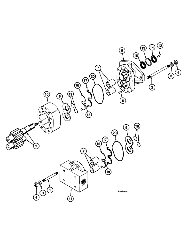 Схема запчастей Case IH 900 - (8-145A) - HYDRAULIC PUMP, 1343578C1, 1000 RPM PTO, 12 ROW NARROW, VERTICAL FOLD 12 & 16 ROW NARROW-FRONTFOLD (08) - HYDRAULICS