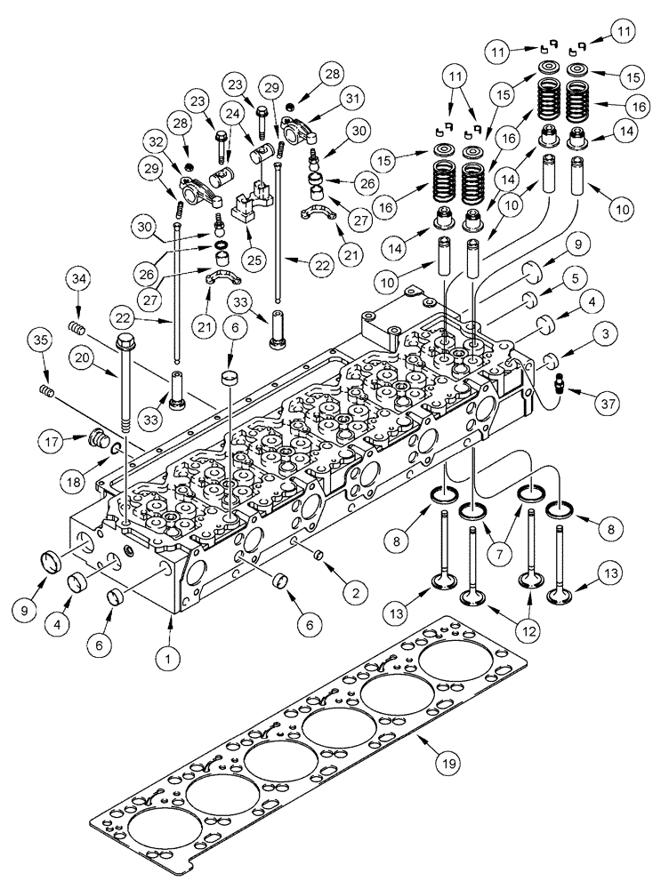 Схема запчастей Case IH FLX4375 - (02-043) - CYLINDER HEAD AND VALVE MECHANISM (01) - ENGINE